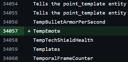 Diff de strings do Deadlock mostrando a adição de TempEmote